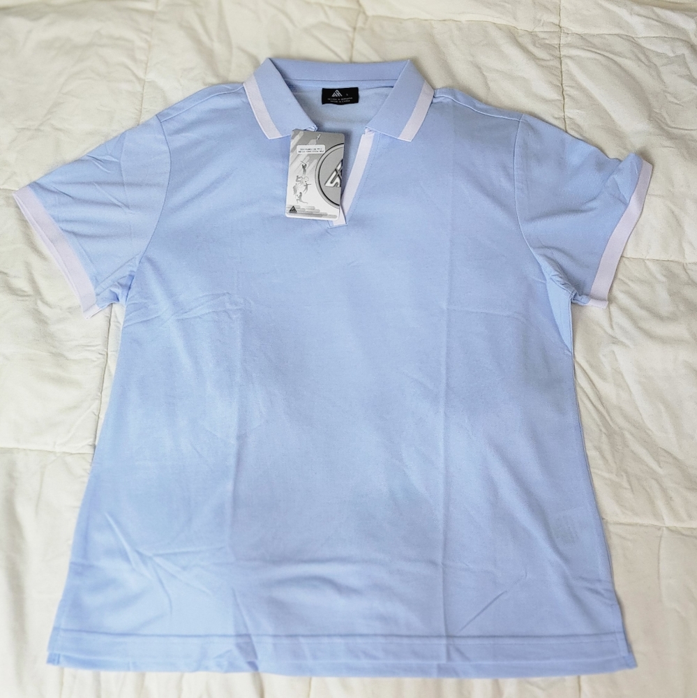 Women's Blue Golf Polo Short Sleeve Moisture Wicking